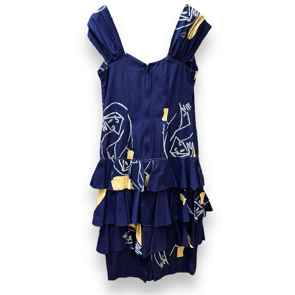 Nicole Miller “Limited Quantities” collection sz 2 4 tiered Dress blue abstract - Picture 2 of 10